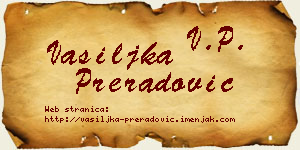 Vasiljka Preradović vizit kartica